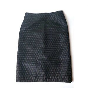 Black pencil skirt with back slit - Lined - brocade jacquard lurex fabric